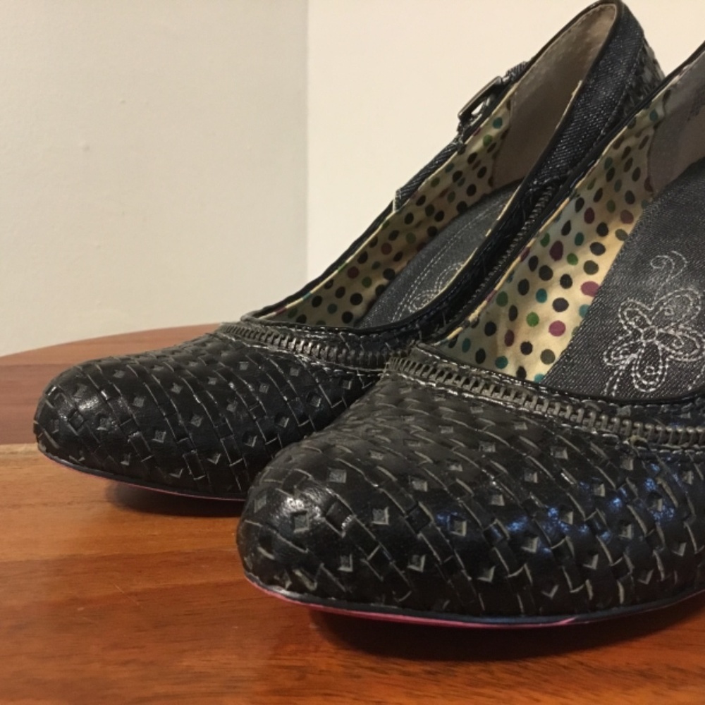 Vintage Kenzie Black Floral Wedge Size 8.5 - Picture 6 of 11
